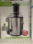 Tru Power Juicer Extra Wide Feed Chute Black/silver 120V (model: JE2098). Fixed Price $100.00.