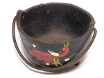 Vintage Mini Hand Painted Bird Of Paradise Cast Iron 3 Footed Cauldron. Fixed Price $24.00.