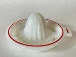 Vintage Hazel Atlas White Red Striped Citrus Reamer Orange Juicer. Fixed Price $16.99.