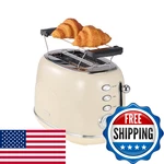 Wiltal Toaster Retro 2 Slice, Vintage White With Lid, Bread Attachm. Fixed Price $85.04.