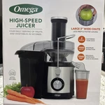 Omega High-speed Juicer 1000W, 3 Wide Chute New Open Box. Fixed Price $65.00.