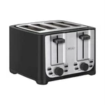 Bella 4-SLICE Wide Slot Toaster Black Stainless Steel Removable Crumb Tray. Fixed Price $34.72.
