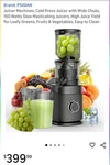 Cold Press Juicer HH-MN05 Psiidan 150 Watts. Fixed Price $99.99.