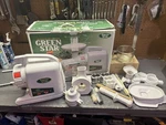 Green Star Power Juice Extractor Gold Model Twin Gear GP-E1503 With Accessories. Fixed Price $129.99.