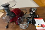 Sana 707C Juicer Red W/ Attachments & Book Great Shape Hardly Used. Fixed Price $249.95.