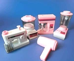 80'S Mini Appliances For Fashion Dolls Sewing Machine Blender Mixer Hair Dryer. Fixed Price $13.00.