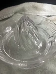 Vintage Mcm Hazel Atlas Criss-cross Pattern Clear Glass Citrus Juicer.. Fixed Price $15.00.