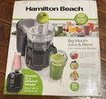 Hamilton 2-IN-1 Beach Big Mouth Electric Juicer And 20 Oz Blender (67970). Fixed Price $105.00.