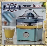Americana Classics Citrus Juicer # AMC-CJ1 3.3 Cup Blue/green New Open Box. Fixed Price $14.00.