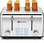 4 Slice Stainless Steel Toaster - Wide Slots, Bagel, 6 Shades, 1550W, Prime. Fixed Price $64.99.