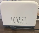 Rae Dunn 2-SLICE Toaster Bagel White & Stainless Steel. Fixed Price $25.00.