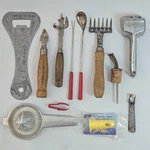 Can Bottle Opener, Breaker, Lemon Faucet, Strawberry Huller, Citrus Juicer. Fixed Price $75.00.