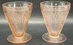 Set Of 2 Vintage Jeanette Pink Cherry Blossom Footed Juice Tumblers Sherbet Cups. Fixed Price $8.99.