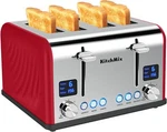 Toaster 4 Slice, Kitchmix Bagel Stainless With Lcd Timer, Extra Red. Fixed Price $80.45.