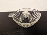 Vtg 5" Tabletop Lemon Orange Juicer Clear Glass Deep Ribbed W/ Pour Spout Vgc. Fixed Price $10.00.
