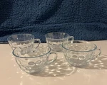 Vintage Anchor Hocking Blue Depression Bubble Glass Tea/coffee Cups Set 4. Fixed Price $7.00.