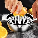 Stainless Steel Citrus Juicer Manual Hand Press Lemon Squeezer Bowl & Strainer. Fixed Price $7.95.