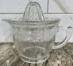 True Treasure 1930'S Hazel Atlas Clear Glass Juicer Reamer Measuring Cup. Fixed Price $54.00.