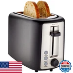 Amazon Basics 2-SLICE Toaster, Wide Slots, 6 Settings, Crumb Tray, Black/silver. Fixed Price $29.62.