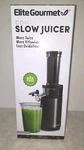 Elite Gourmet Compact Masticating Cold Press Slow Juicer, Black. Fixed Price $30.00.